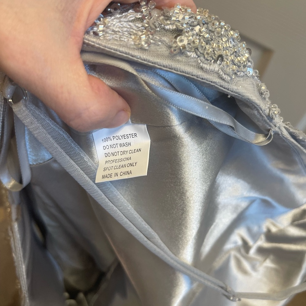 Glamorous Silver Sequin Prom Dress - Picture 4 of 7